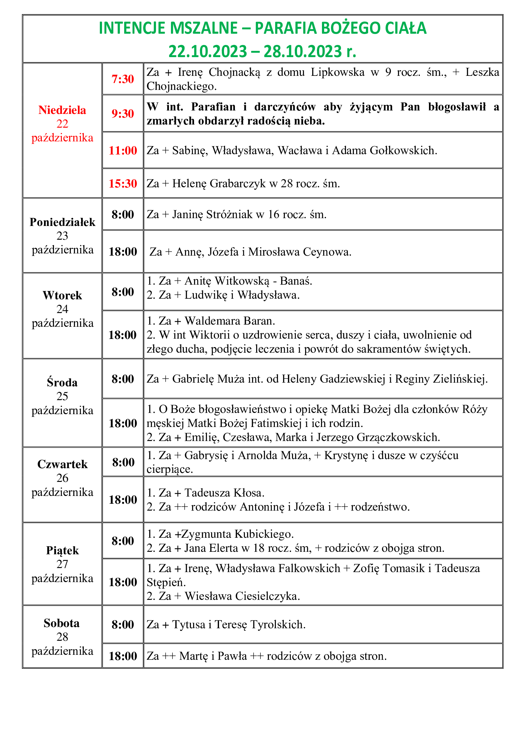 intencje-mszalne-xxix-niedziela-zwykla-22-10-28-10-2023